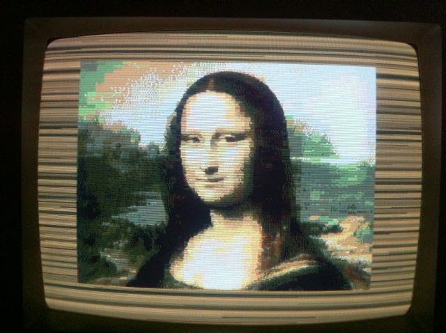 The Gioconda displayed in a ZX Spectrum with ULA+ and Timex Hicolor support
